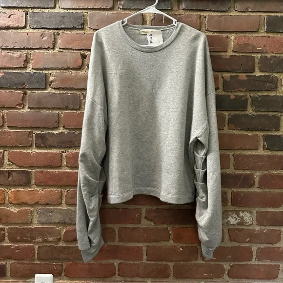 project social t urban outfitters | gray sweatshirt pleated sleeve - Picture 1 of 4